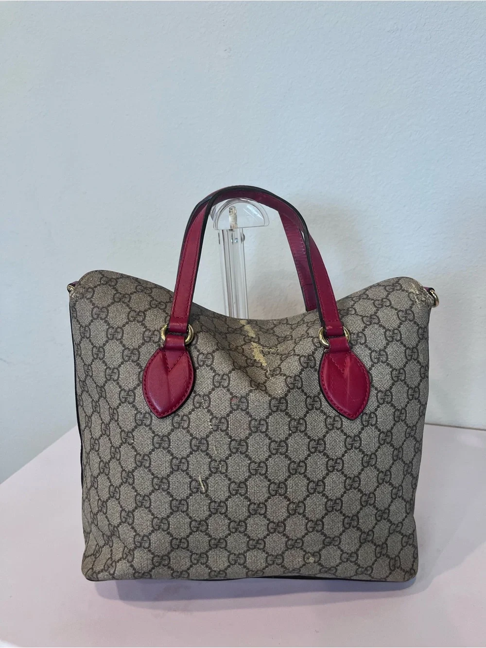 GUCCI GG SUPREME MONOGRAM LINEA A TOP HANDLE BAG.